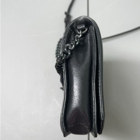 Rebecca Minkoff Love Crossbody Bag Black Chevron Quilted Chain Strap Leather - Picture 6 of 16